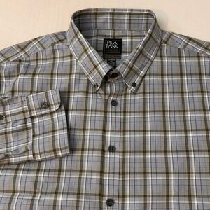 Jos A Bank Men' XXL Tailored Fit Plaid Traveler TravelTech Button Down Shirt NWT